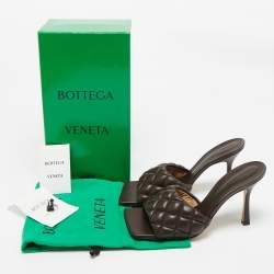Pre Owned Bottega Veneta Brown Padded Leather Lido Slide Sandals Size 41
