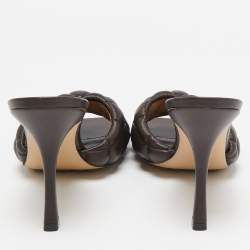 Pre Owned Bottega Veneta Brown Padded Leather Lido Slide Sandals Size 41