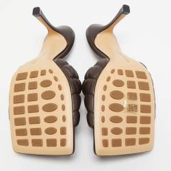 Pre Owned Bottega Veneta Brown Padded Leather Lido Slide Sandals Size 41