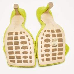Pre Owned Bottega Veneta Green Terry Fabric Bow Slide Sandals Size 38