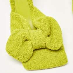 Pre Owned Bottega Veneta Green Terry Fabric Bow Slide Sandals Size 38