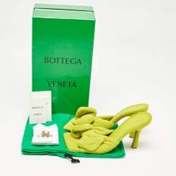 Pre Owned Bottega Veneta Green Terry Fabric Bow Slide Sandals Size 38
