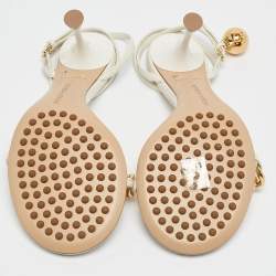 Bottega Veneta White Leather Dot Ankle Strap Sandals Size 38
