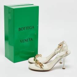 Bottega Veneta White Leather Dot Ankle Strap Sandals Size 38