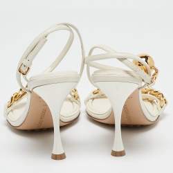 Bottega Veneta White Leather Dot Ankle Strap Sandals Size 38