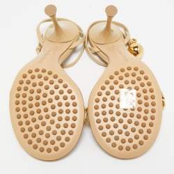Bottega Veneta Beige Leather Dot Ankle Strap Sandals Size 38.5