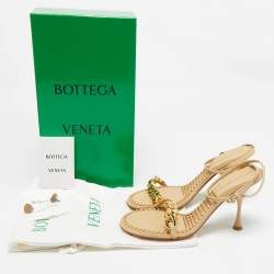 Bottega Veneta Beige Leather Dot Ankle Strap Sandals Size 38.5