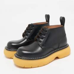 Bottega Veneta Black Leather The Bounce Ankle Boots Size 37