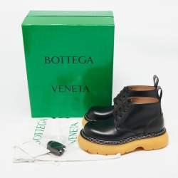 Bottega Veneta Black Leather The Bounce Ankle Boots Size 37