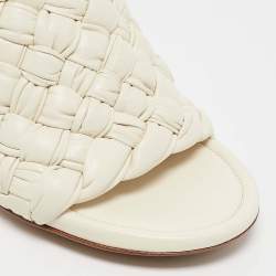 Bottega Veneta Off White Intrecciato Leather Dot Wave Slide Sandals Size 40