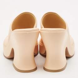 Pre Owned Bottega Veneta Beige Leather Slide Sandals Size 38