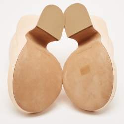 Pre Owned Bottega Veneta Beige Leather Slide Sandals Size 38