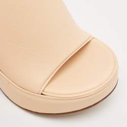 Pre Owned Bottega Veneta Beige Leather Slide Sandals Size 38