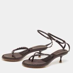 Pre Owned صندل بوتيغا فينيتا جلد بني لاغون بابل مقاس 36