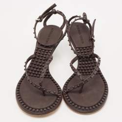 Pre Owned صندل بوتيغا فينيتا جلد بني لاغون بابل مقاس 36