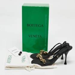 Bottega Veneta Black Leather Dot Ankle Strap Sandals Size 40.5