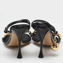Bottega Veneta Black Leather Dot Ankle Strap Sandals Size 40.5