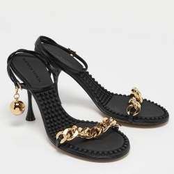 Bottega Veneta Black Leather Dot Ankle Strap Sandals Size 40.5