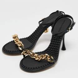Bottega Veneta Black Leather Dot Ankle Strap Sandals Size 40.5