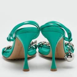 Bottega Veneta Green Leather Dot Ankle Strap Sandals Size 41