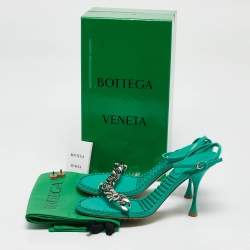 Bottega Veneta Green Leather Dot Ankle Strap Sandals Size 41