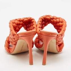 Bottega Veneta Orange Intrecciato Leather Curve Slide Sandals Size 39