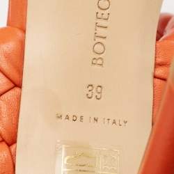 Bottega Veneta Orange Intrecciato Leather Curve Slide Sandals Size 39