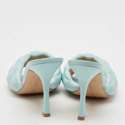 Bottega Veneta Light Blue Quilted Leather Lido Slide Sandals Size 40