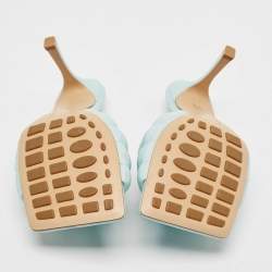 Bottega Veneta Light Blue Quilted Leather Lido Slide Sandals Size 40