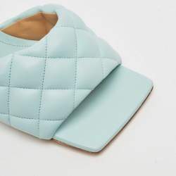Bottega Veneta Light Blue Quilted Leather Lido Slide Sandals Size 40