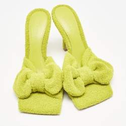 Bottega Veneta Lime Green Terry Fabric Bow Slide Sandals Size 38