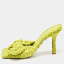 Bottega Veneta Lime Green Terry Fabric Bow Slide Sandals Size 38