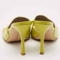 Bottega Veneta Lime Yellow Leather Stretch Slide Sandals Size 40