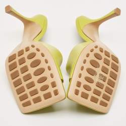 Bottega Veneta Lime Yellow Leather Stretch Slide Sandals Size 40