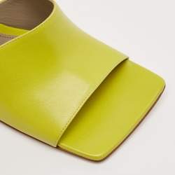 Bottega Veneta Lime Yellow Leather Stretch Slide Sandals Size 40