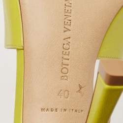 Bottega Veneta Lime Yellow Leather Stretch Slide Sandals Size 40