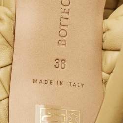 Pre Owned Bottega Veneta Yellow Leather Braided Accents Slides Size 38