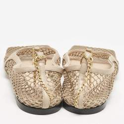 Bottega Veneta Brown Leather and Mesh Strech Ballet Flats Size 40