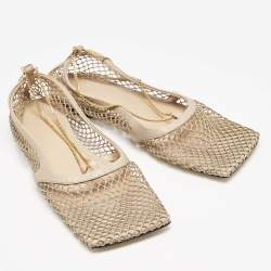 Bottega Veneta Brown Leather and Mesh Strech Ballet Flats Size 40