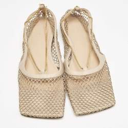 Bottega Veneta Brown Leather and Mesh Strech Ballet Flats Size 40