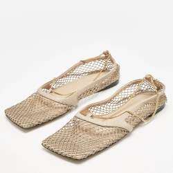 Bottega Veneta Brown Leather and Mesh Strech Ballet Flats Size 40