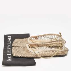 Bottega Veneta Brown Leather and Mesh Strech Ballet Flats Size 40