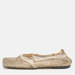 Bottega Veneta Brown Leather and Mesh Strech Ballet Flats Size 40