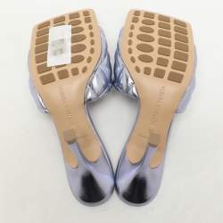 Bottega Veneta Metallic Purple Leather Lido Slide Sandals Size 37