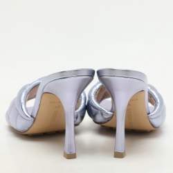 Bottega Veneta Metallic Purple Leather Lido Slide Sandals Size 37