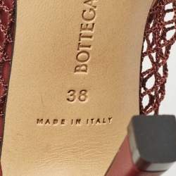 Bottega Veneta Burgundy Mesh and Leather Chain Stretch Pumps Size 38