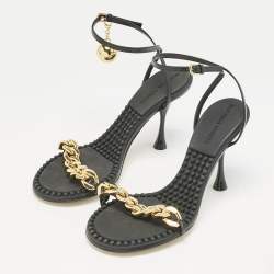 Bottega Veneta Black Leather Dot Ankle Strap Sandals Size 36