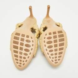 مملوكة مسبقًا Bottega Veneta Beige Intrecciato Leather Twisted Padded BV Curve Slide Sandals Size 41