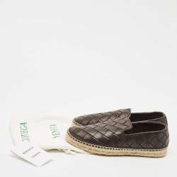 Bottega Veneta Brown Woven Leather Jack Espadrille Flats Size 40