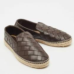 Bottega Veneta Brown Woven Leather Jack Espadrille Flats Size 40